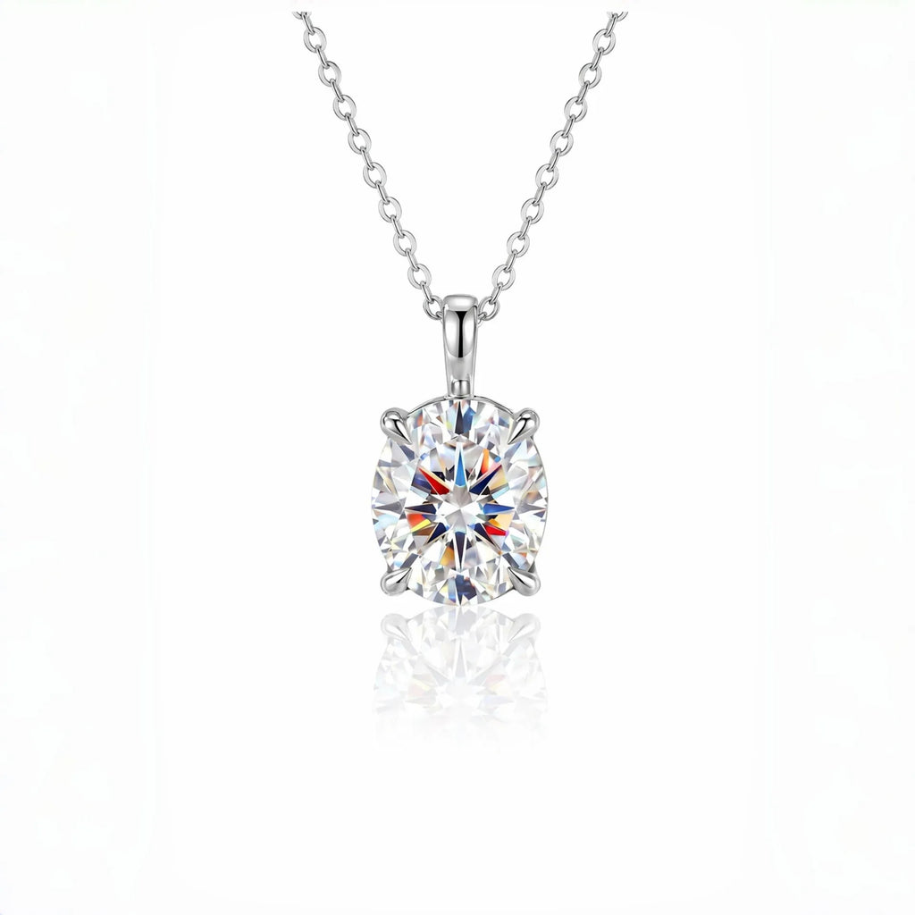 MEETMAY | Oval-Cut Moissanite Pendant Necklace – S925 Sterling Silver 18K Gold Plated, D-Color