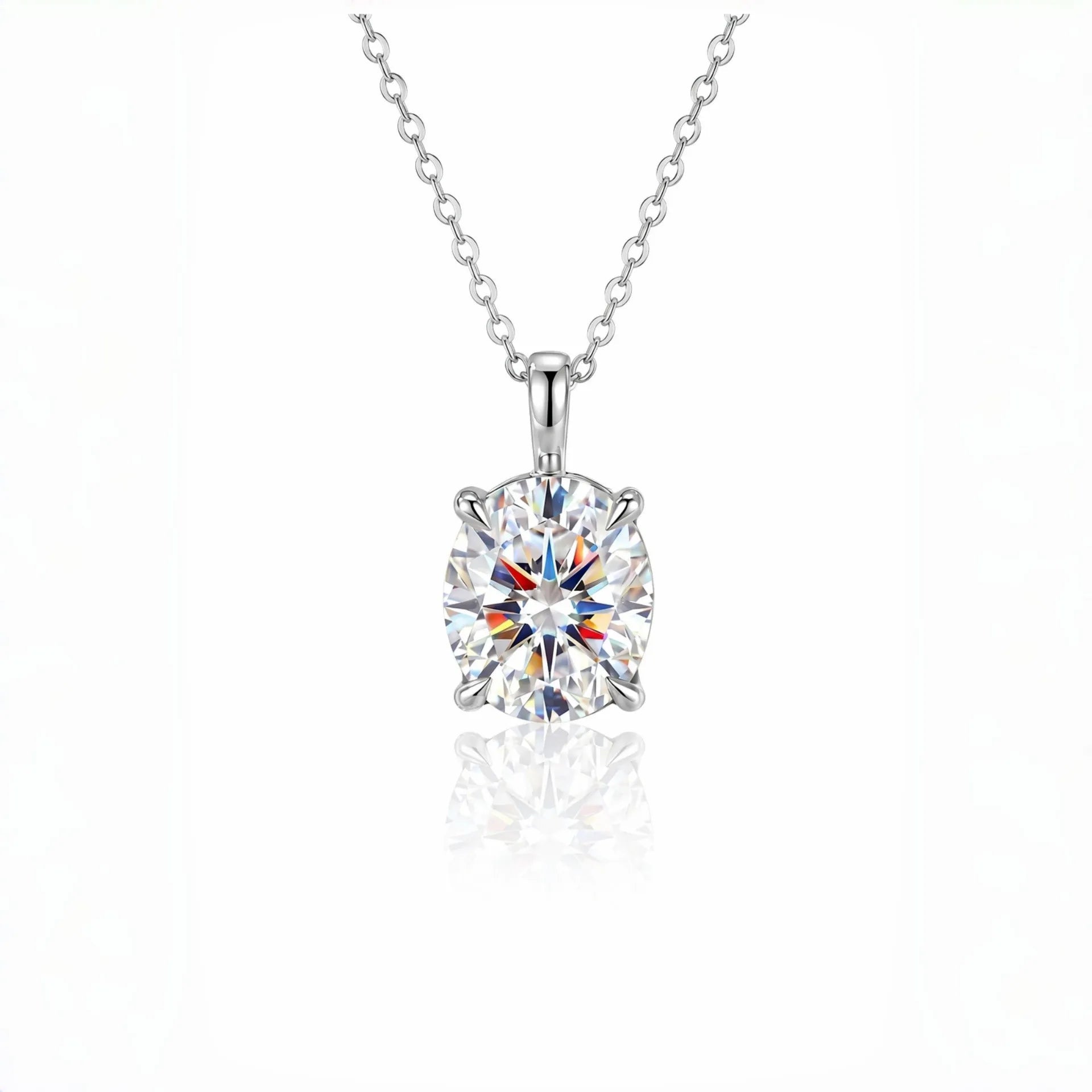 MEETMAY | Oval-Cut Moissanite Pendant Necklace – S925 Sterling Silver 18K Gold Plated, D-Color