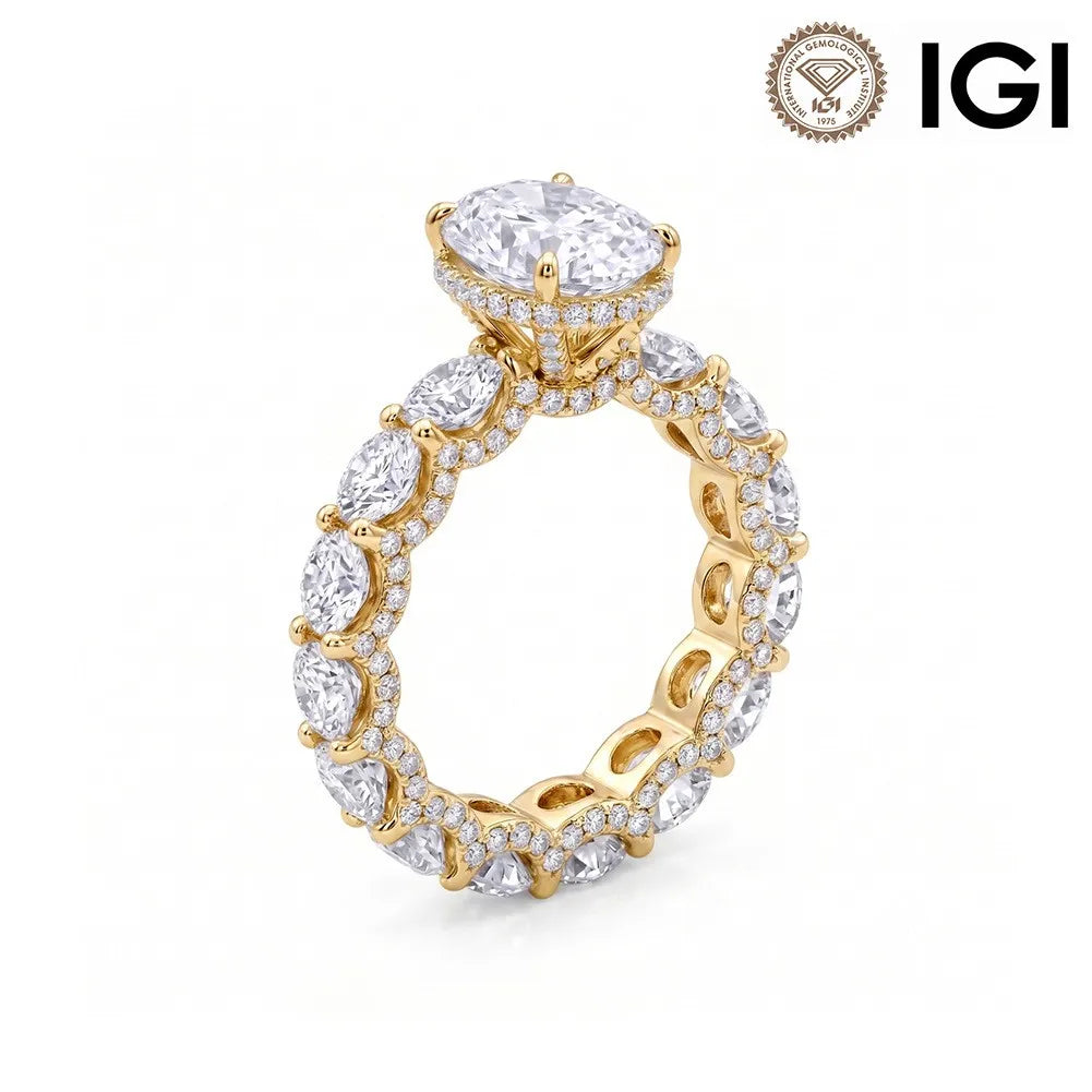 1CT Oval CVD Diamond Ring 18K Color