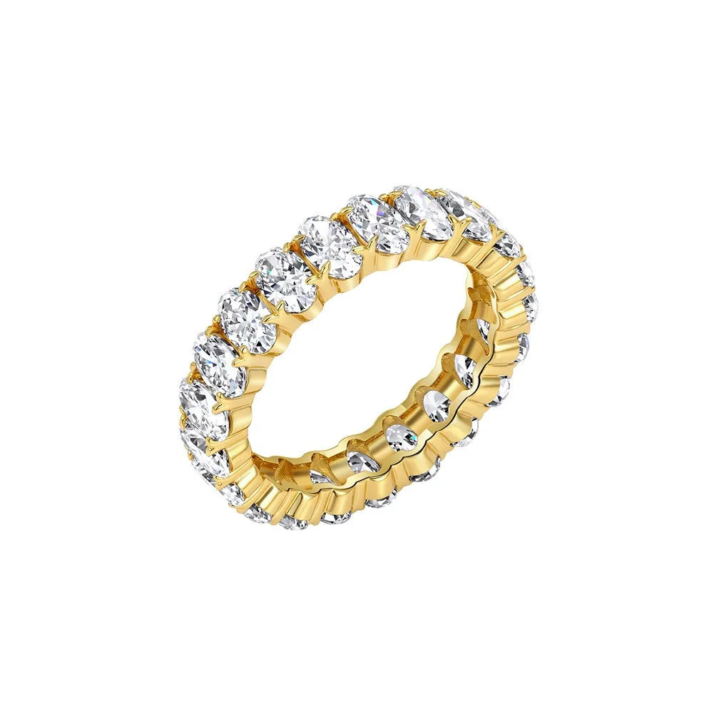 MEETMAY | Oval-Cut Moissanite Eternity Band Ring – S925 Sterling Silver, D-Color