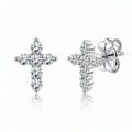 MEETMAY | Cross-Cut Moissanite Stud Earrings – S925 Sterling Silver 14K Gold Plated, D-Color