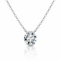 MEETMAY | Round-Cut Moissanite Solitaire Pendant Necklace – S925 Sterling Silver 14K Gold Plated, D-Color