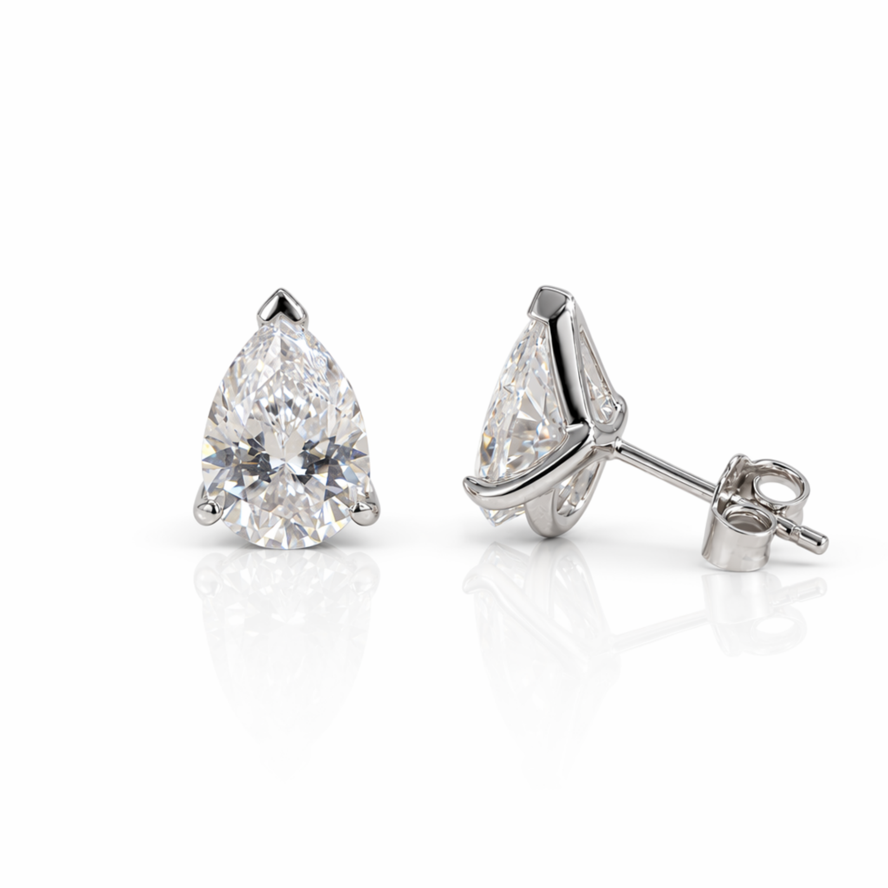MEETMAY | Pear-Cut Moissanite Stud Earrings – S925 Sterling Silver 18K Gold Plated, GRA Certified, Hypoallergenic