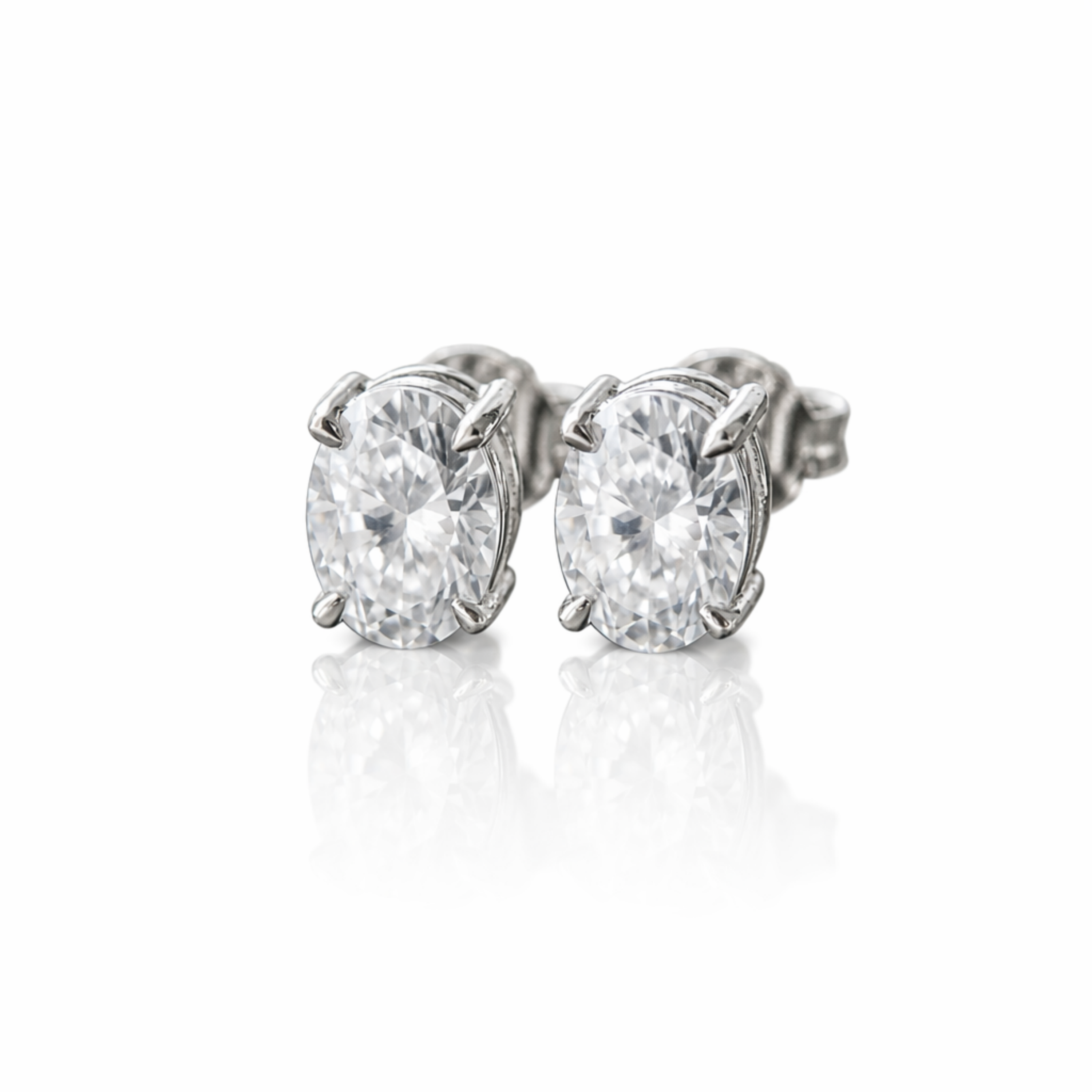 MEETMAY | Oval-Cut Moissanite Stud Earrings – S925 Sterling Silver 18K Gold Plated, GRA Certified