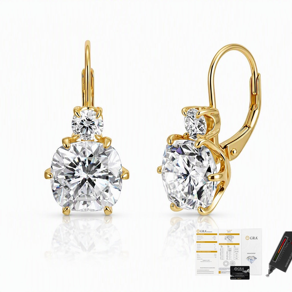 MEETMAY | Drop Hook Moissanite Earrings – S925 Sterling Silver 14K Gold Plated, D-Color