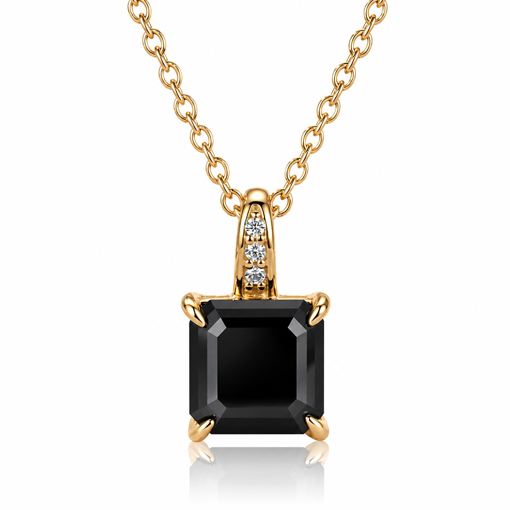 MEETMAY | Colorful Asscher-Cut Moissanite Pendant Necklace – S925 Sterling Silver 18K Gold Plated, GRA Certified