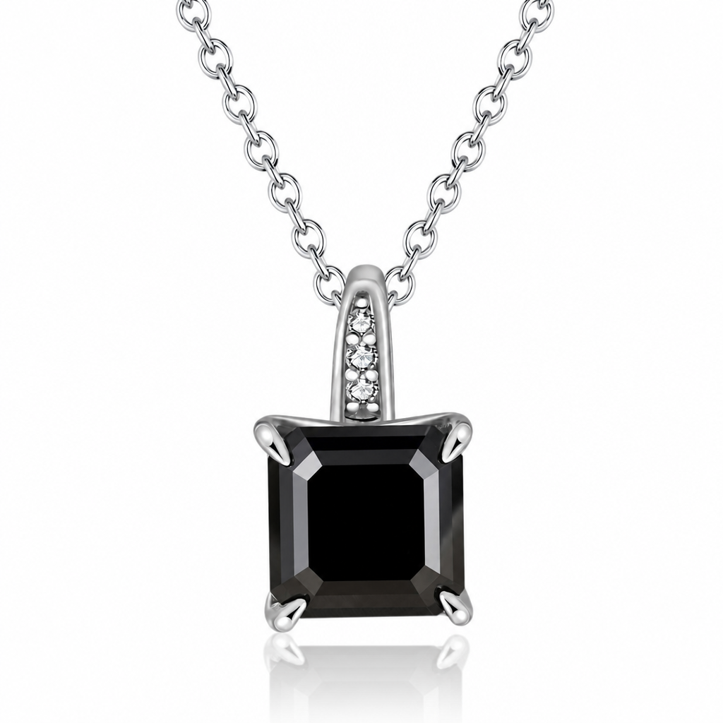 MEETMAY | Colorful Asscher-Cut Moissanite Pendant Necklace – S925 Sterling Silver 18K Gold Plated, GRA Certified