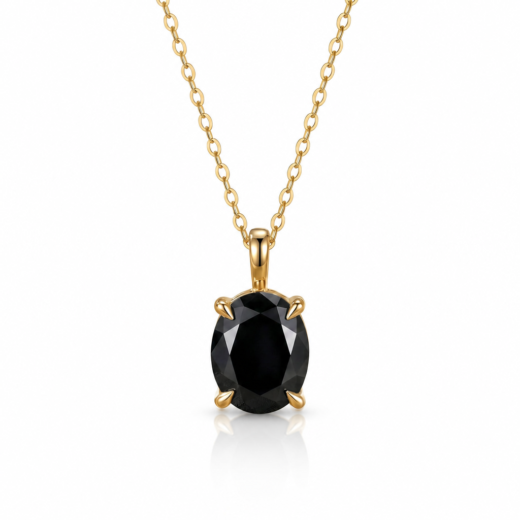MEETMAY | Colorful Oval-Cut Moissanite Pendant Necklace – S925 Sterling Silver 18K Gold Plated, GRA Certified