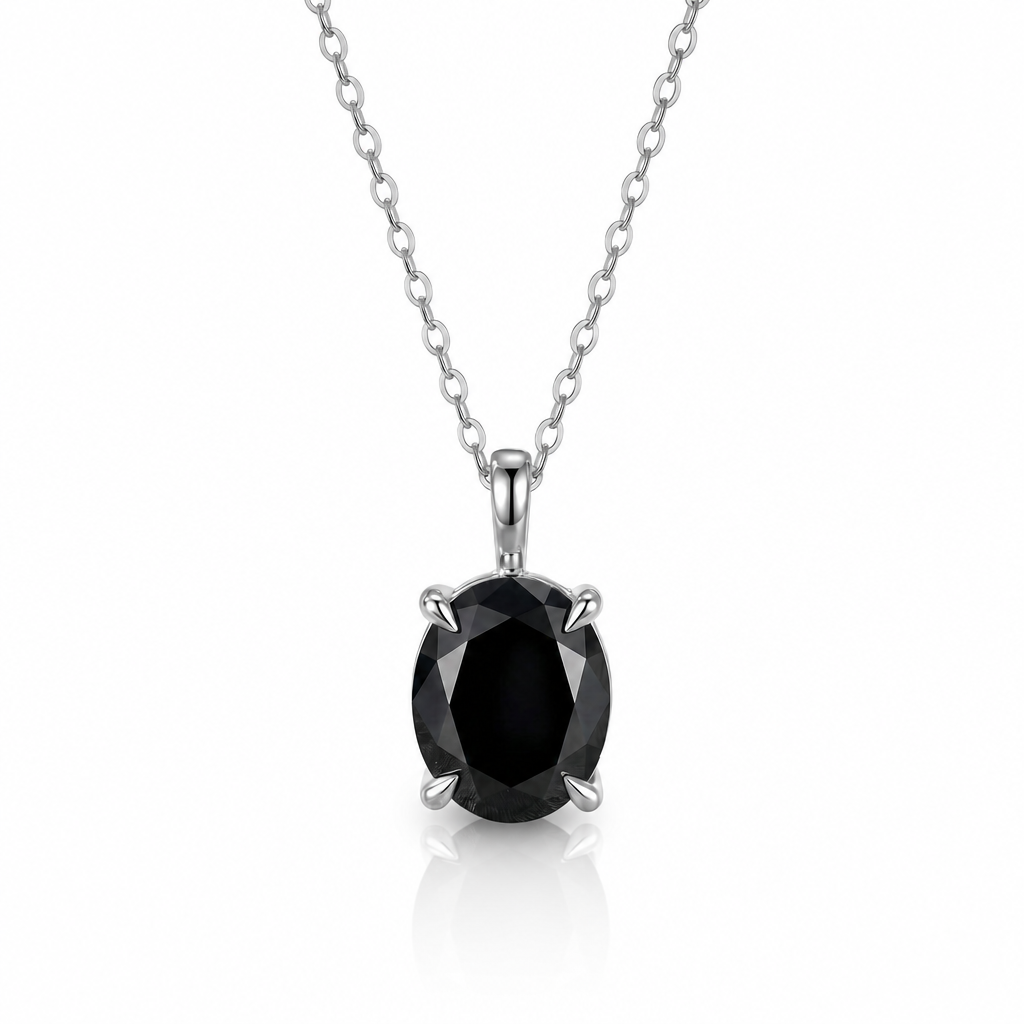 MEETMAY | Colorful Oval-Cut Moissanite Pendant Necklace – S925 Sterling Silver 18K Gold Plated, GRA Certified