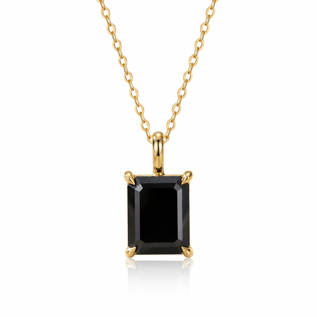 MEETMAY | Colorful Emerald-Cut Moissanite Pendant Necklace – S925 Sterling Silver 18K Gold Plated, GRA Certified