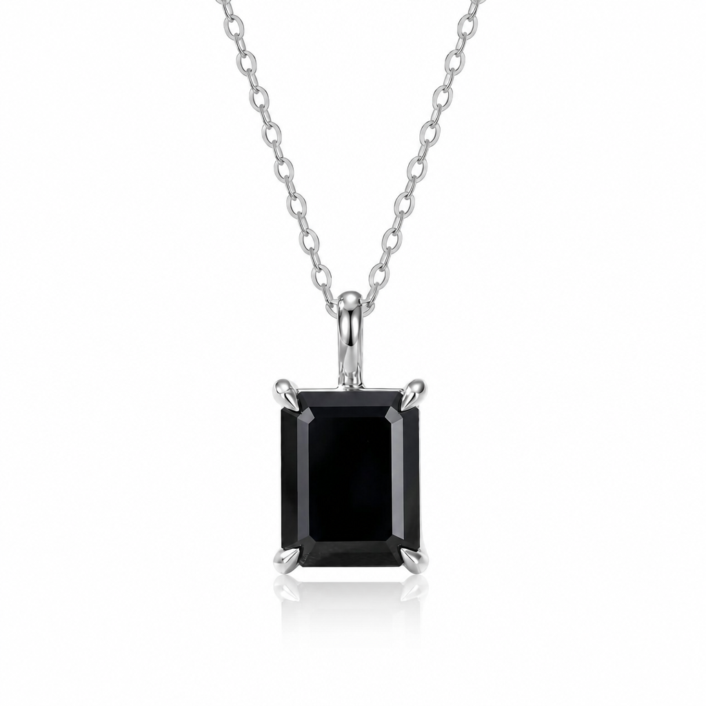 MEETMAY | Colorful Emerald-Cut Moissanite Pendant Necklace – S925 Sterling Silver 18K Gold Plated, GRA Certified