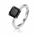 MEETMAY | Colorful Asscher-Cut Moissanite Adjustable Ring – S925 Sterling Silver 18K Gold Plated, GRA Certified
