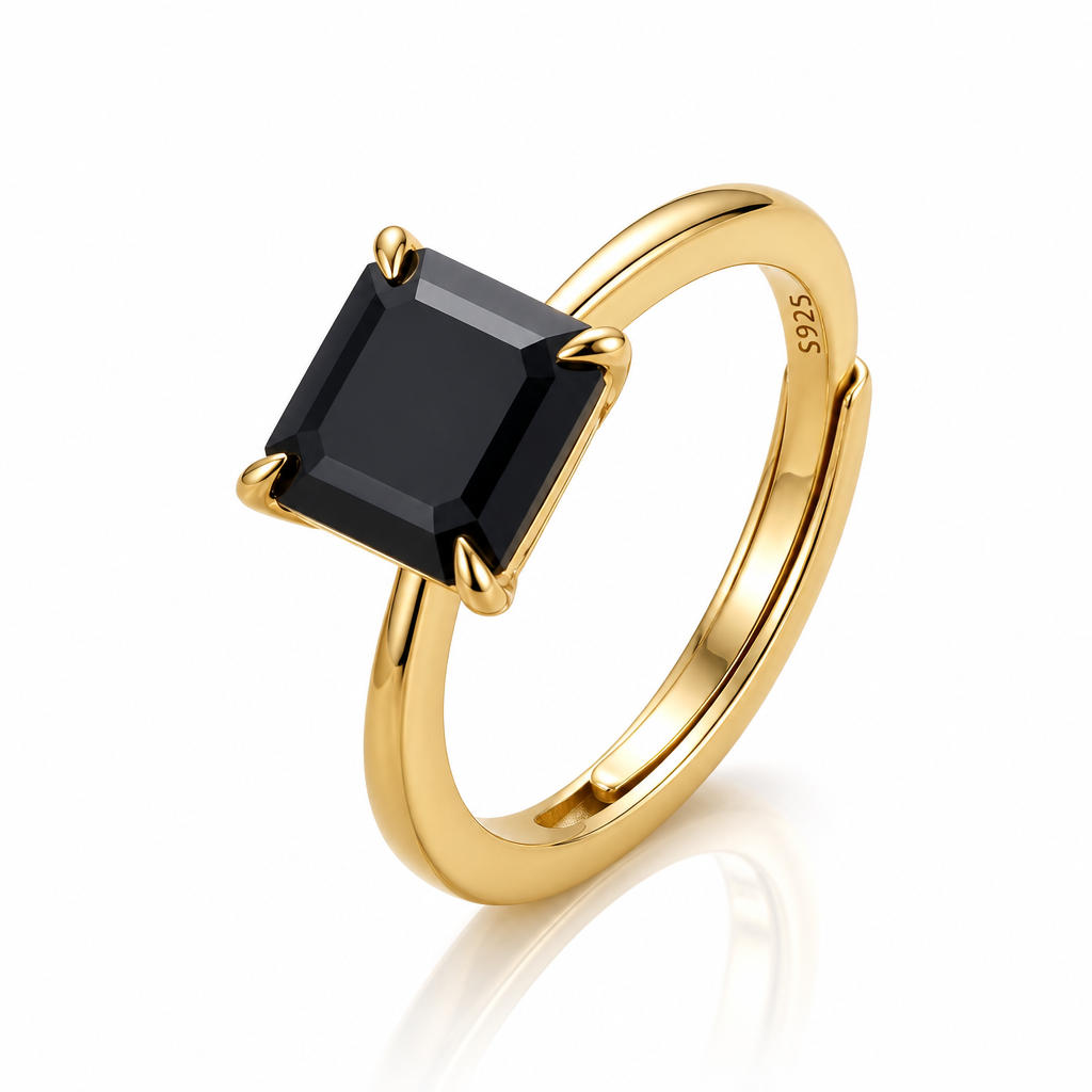 MEETMAY | Colorful Asscher-Cut Moissanite Adjustable Ring – S925 Sterling Silver 18K Gold Plated, GRA Certified