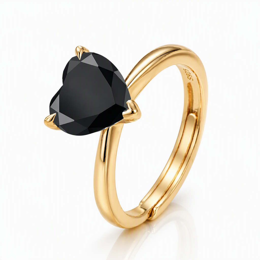 MEETMAY | Colorful Heart-Cut Moissanite Adjustable Ring – S925 Sterling Silver 18K Gold Plated, GRA Certified