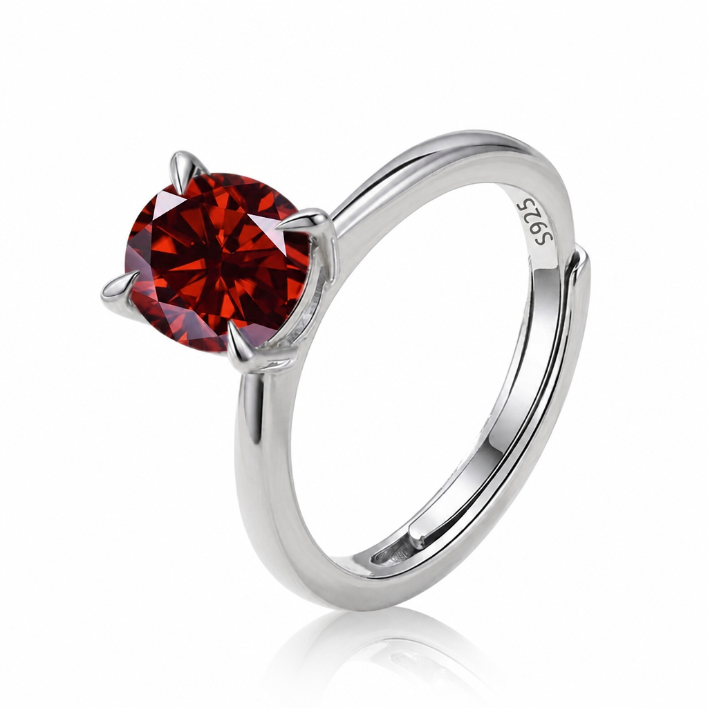 MEETMAY | Colorful Oval-Cut Moissanite Adjustable Ring – S925 Sterling Silver 18K Gold Plated, GRA Certified