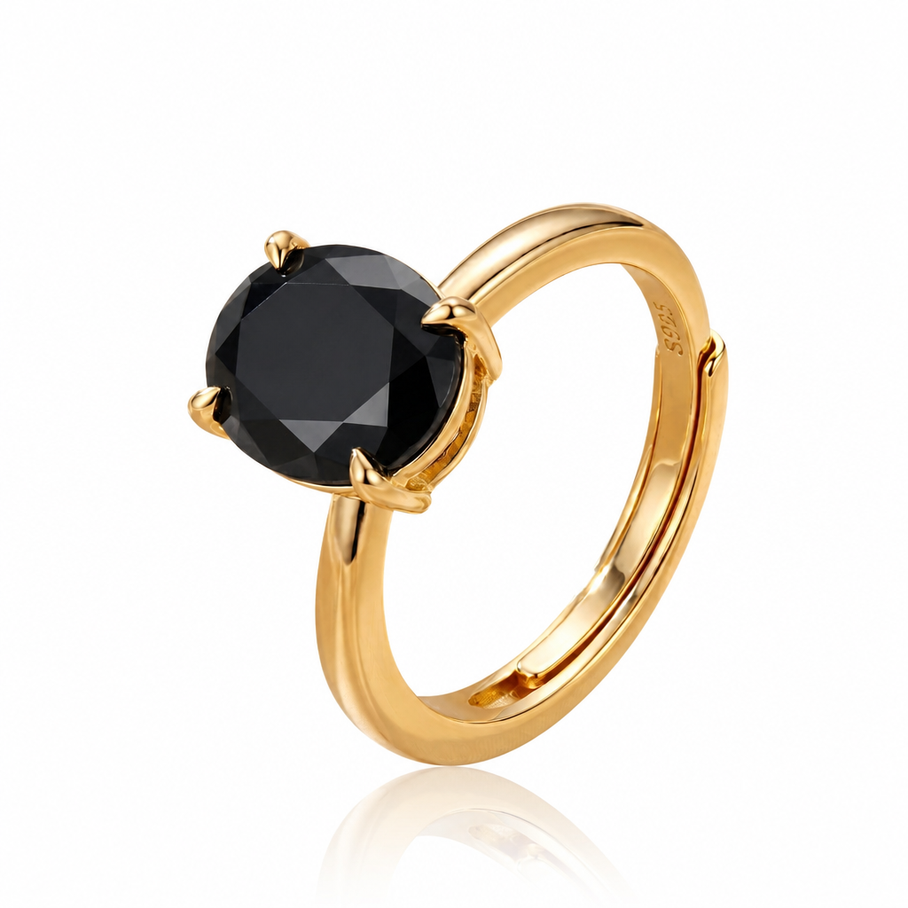 MEETMAY | Colorful Oval-Cut Moissanite Adjustable Ring – S925 Sterling Silver 18K Gold Plated, GRA Certified