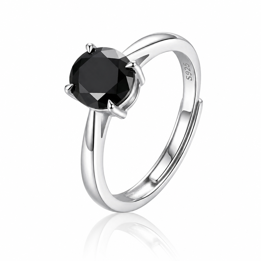 MEETMAY | Colorful Oval-Cut Moissanite Adjustable Ring – S925 Sterling Silver 18K Gold Plated, GRA Certified