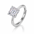 MEETMAY | Asscher-Cut Moissanite Adjustable Ring – S925 Sterling Silver 18K Gold Plated, D-Color