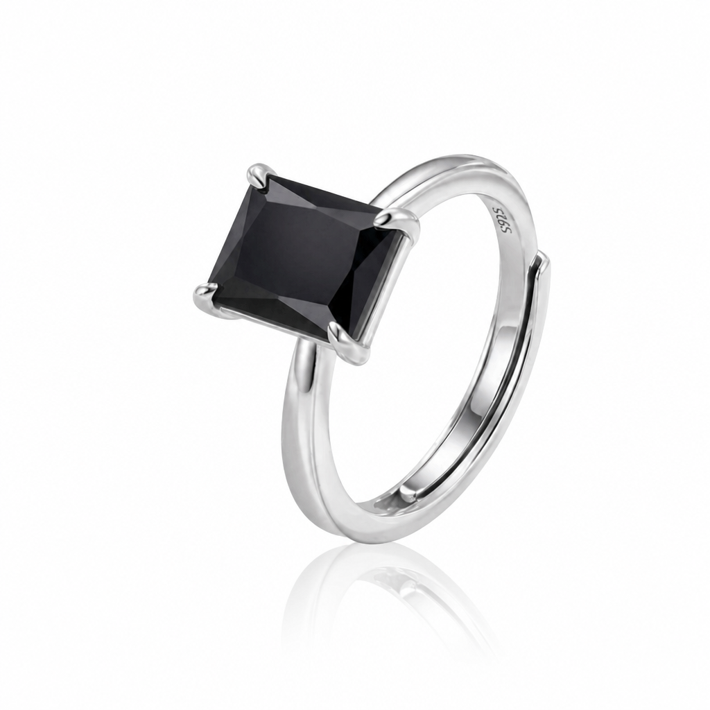 MEETMAY | Colorful Radiant-Cut Moissanite Adjustable Ring – S925 Sterling Silver 18K Gold Plated, GRA Certified