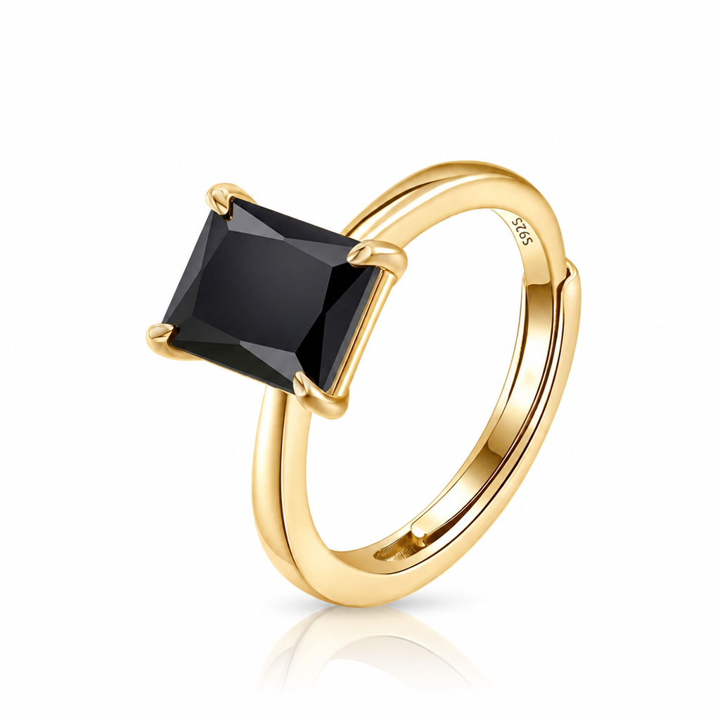 MEETMAY | Colorful Radiant-Cut Moissanite Adjustable Ring – S925 Sterling Silver 18K Gold Plated, GRA Certified