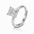 MEETMAY | Radiant-Cut Moissanite Adjustable Ring – S925 Sterling Silver 18K Gold Plated, D-Color