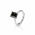 MEETMAY | Colorful Emerald-Cut Moissanite Adjustable Ring – S925 Sterling Silver 18K Gold Plated, GRA Certified