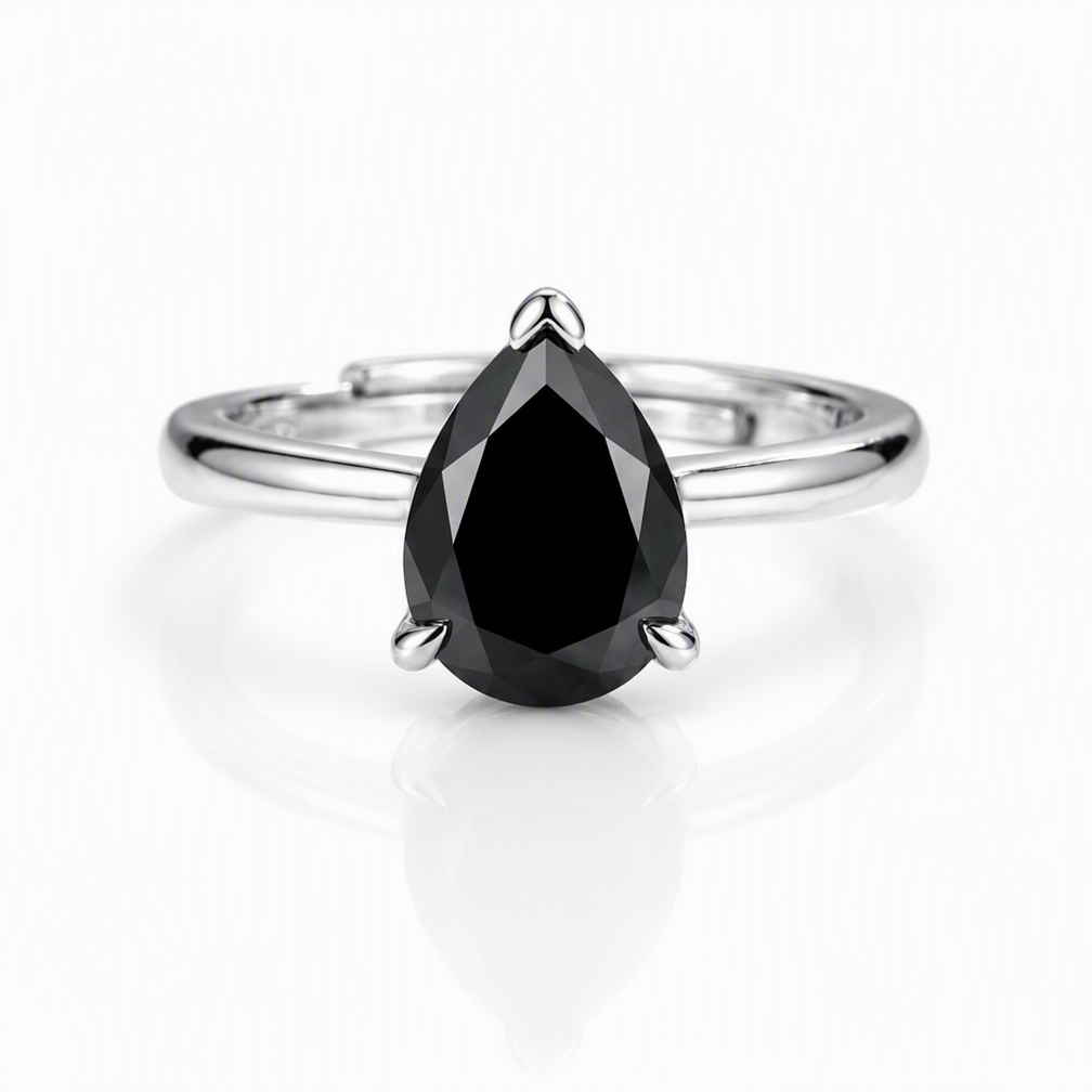 MEETMAY | Colorful Pear-Cut Moissanite Adjustable Ring – S925 Sterling Silver 18K Gold Plated, GRA Certified