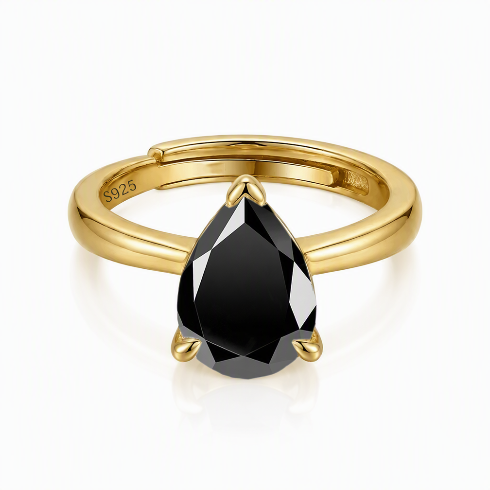 MEETMAY | Colorful Pear-Cut Moissanite Adjustable Ring – S925 Sterling Silver 18K Gold Plated, GRA Certified