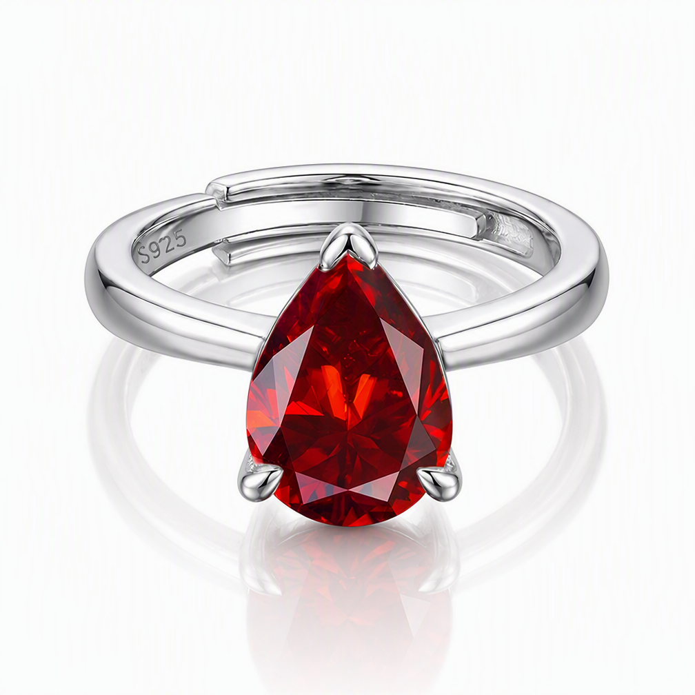 MEETMAY | Colorful Pear-Cut Moissanite Adjustable Ring – S925 Sterling Silver 18K Gold Plated, GRA Certified