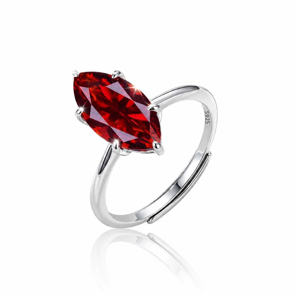 MEETMAY | Colorful Marquise-Cut Moissanite Adjustable Ring – S925 Sterling Silver 18K Gold Plated, GRA Certified