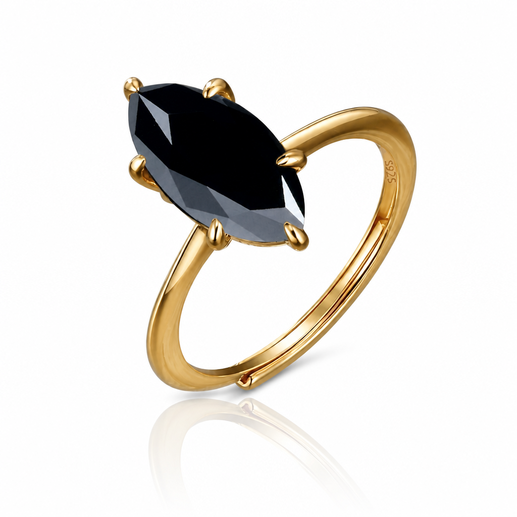MEETMAY | Colorful Marquise-Cut Moissanite Adjustable Ring – S925 Sterling Silver 18K Gold Plated, GRA Certified