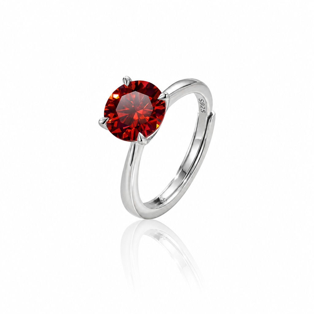 MEETMAY | Colorful Round-Cut Moissanite Adjustable Ring – S925 Sterling Silver 18K Gold Plated, GRA Certified