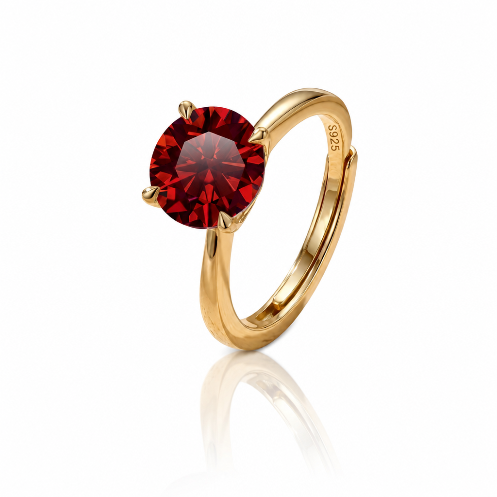 MEETMAY | Colorful Round-Cut Moissanite Adjustable Ring – S925 Sterling Silver 18K Gold Plated, GRA Certified