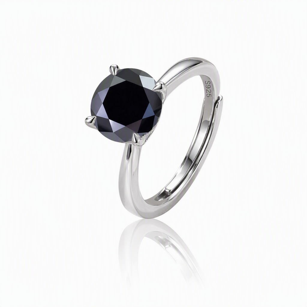 MEETMAY | Colorful Round-Cut Moissanite Adjustable Ring – S925 Sterling Silver 18K Gold Plated, GRA Certified