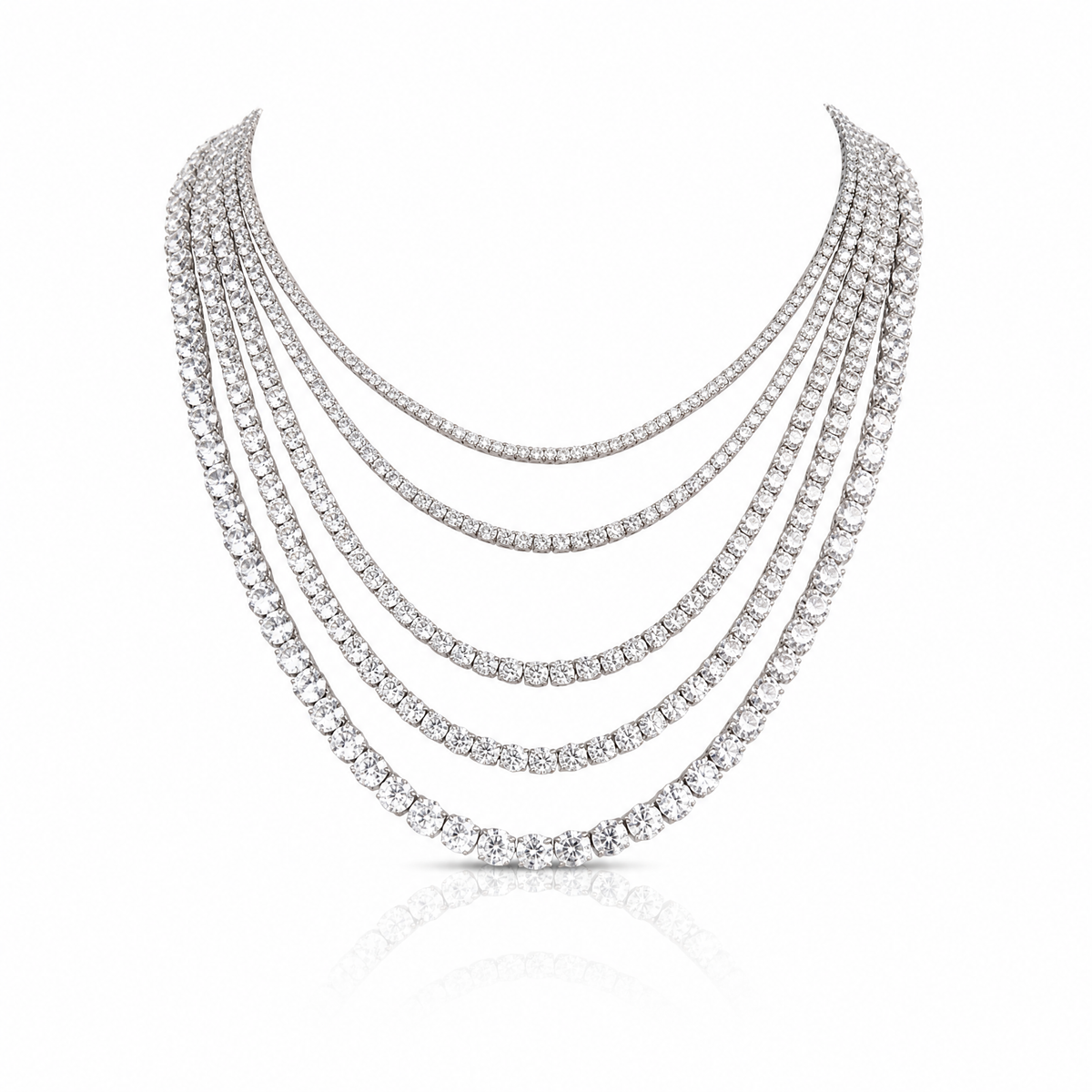 MEETMAY | D-Color Moissanite Tennis Necklace - S925 Sterling Silver, GRA Certified
