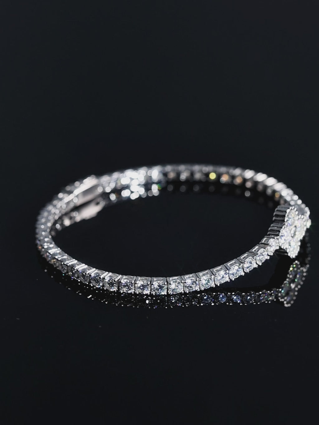 MEETMAY | Clover Moissanite Bracelet – S925 Sterling Silver 14K Gold Plated, D-Color